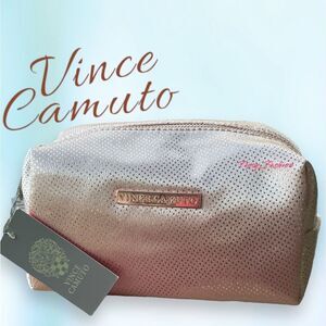 Vince Camuto Metallic Pink Makeup Toiletries Travel Bag NWT